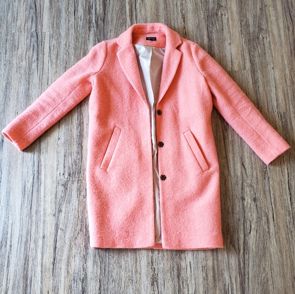 Topshop Boiled Wool, Long Coral Coat - Picture 2 of 6